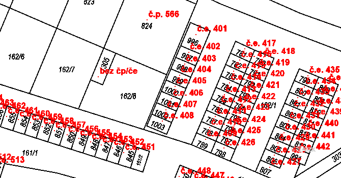 Tovačov I-Město 405, Tovačov na parcele st. 1000 v KÚ Tovačov, Katastrální mapa