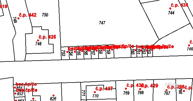 Kladno 44416504 na parcele st. 757 v KÚ Motyčín, Katastrální mapa