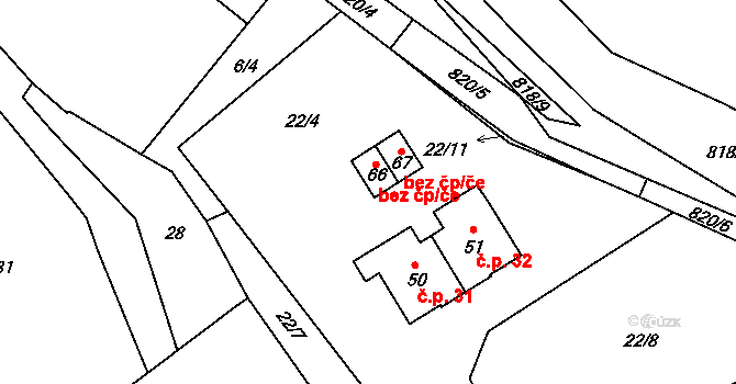 Pelhřimov 45226504 na parcele st. 66 v KÚ Čakovice u Pelhřimova, Katastrální mapa