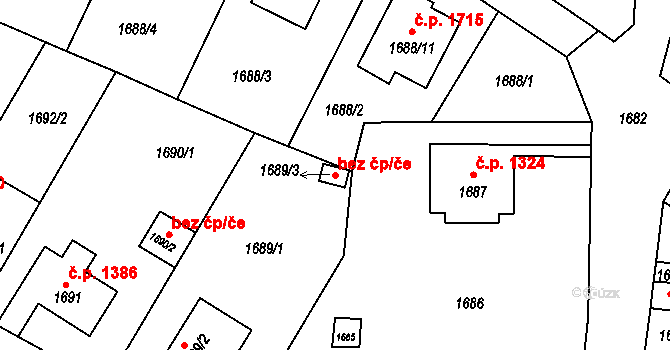 Děčín 47228504 na parcele st. 1689/3 v KÚ Podmokly, Katastrální mapa