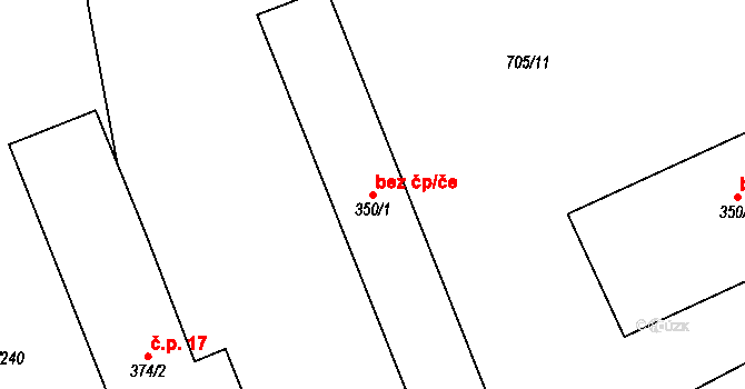 Brankovice 50381504 na parcele st. 350/1 v KÚ Brankovice, Katastrální mapa