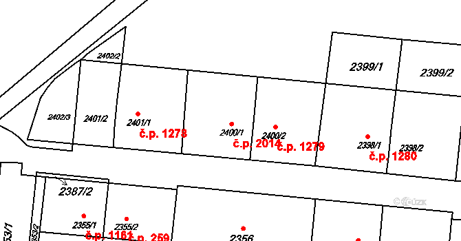 Petřvald 2014 na parcele st. 2400/1 v KÚ Petřvald u Karviné, Katastrální mapa