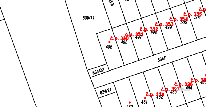 Hrochův Týnec 330 na parcele st. 495 v KÚ Hrochův Týnec, Katastrální mapa