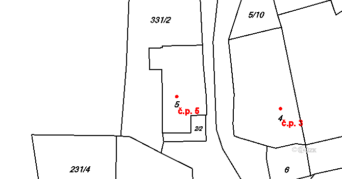 Praskolesy 5, Mrákotín na parcele st. 5 v KÚ Praskolesy u Mrákotína, Katastrální mapa