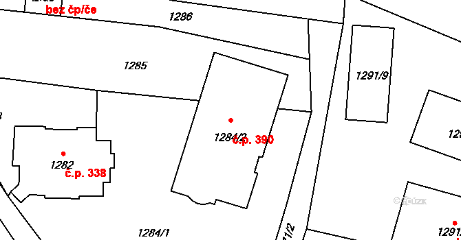 Fulnek 390 na parcele st. 1284/2 v KÚ Fulnek, Katastrální mapa