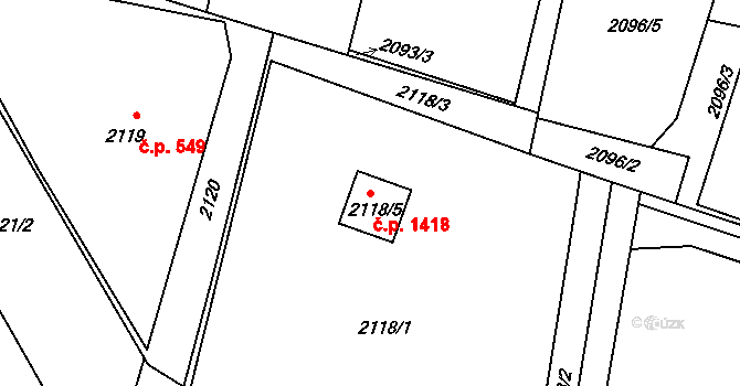 Poruba 1418, Orlová na parcele st. 2118/5 v KÚ Poruba u Orlové, Katastrální mapa