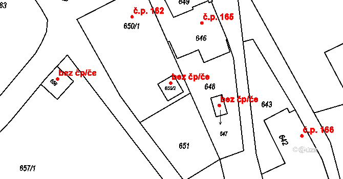 Vražné 93057504 na parcele st. 650/2 v KÚ Vražné u Oder, Katastrální mapa