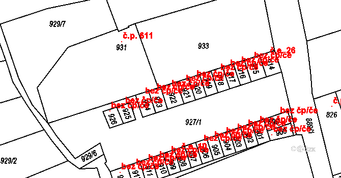 Buštěhrad 108131505 na parcele st. 922 v KÚ Buštěhrad, Katastrální mapa