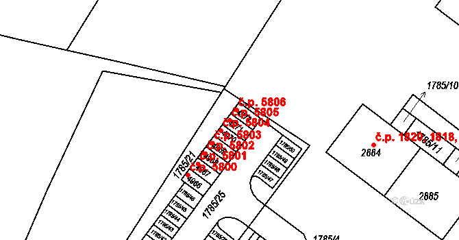 Česká Třebová 5805 na parcele st. 4971 v KÚ Česká Třebová, Katastrální mapa