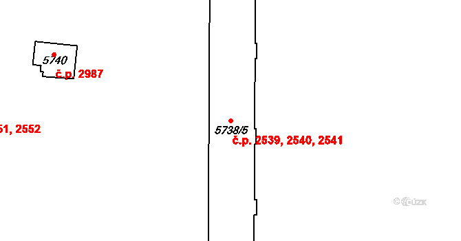 Přerov I-Město 2539,2540,2541, Přerov na parcele st. 5738/5 v KÚ Přerov, Katastrální mapa