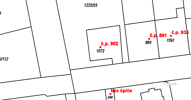 Lipník nad Bečvou I-Město 902, Lipník nad Bečvou na parcele st. 1072 v KÚ Lipník nad Bečvou, Katastrální mapa
