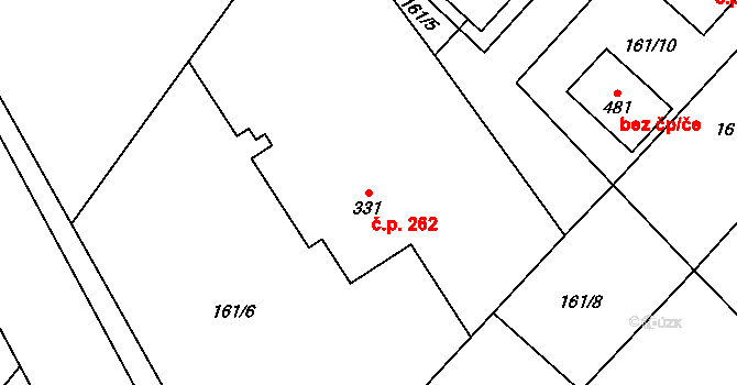 Chotusice 262 na parcele st. 331 v KÚ Chotusice, Katastrální mapa