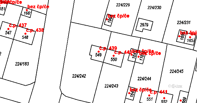 Ostrov 439 na parcele st. 549 v KÚ Ostrov nad Ohří, Katastrální mapa