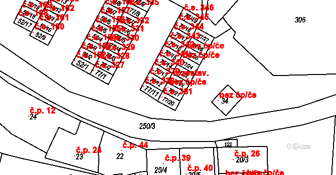 Obrnice 119726505 na parcele st. 77/21 v KÚ Chanov, Katastrální mapa