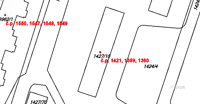 Čelákovice 1359,1360,1421 na parcele st. 1427/10 v KÚ Čelákovice, Katastrální mapa