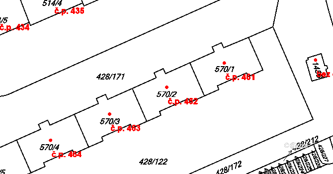 Horoměřice 462 na parcele st. 570/2 v KÚ Horoměřice, Katastrální mapa