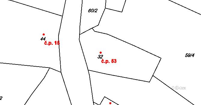Víska 53, Višňová na parcele st. 32 v KÚ Víska u Frýdlantu, Katastrální mapa