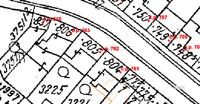 Lanžhot 762 na parcele st. 805 v KÚ Lanžhot, Katastrální mapa