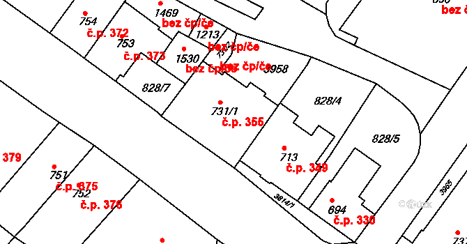 Cvikov II 355, Cvikov na parcele st. 731/1 v KÚ Cvikov, Katastrální mapa