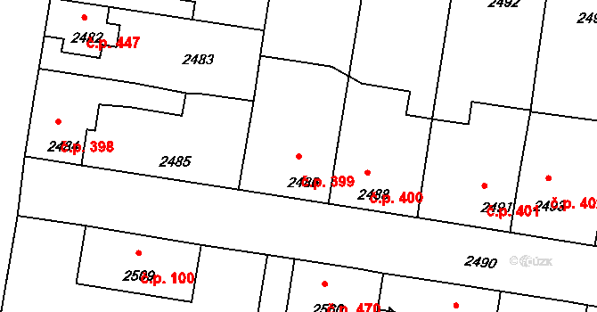 Mimoň I 399, Mimoň na parcele st. 2486 v KÚ Mimoň, Katastrální mapa