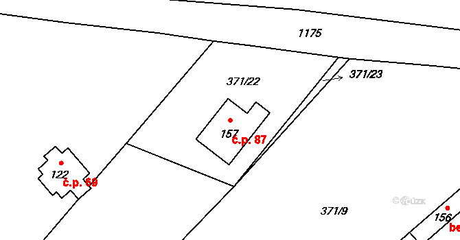 Nedvězí 87, Slaná na parcele st. 157 v KÚ Nedvězí u Semil, Katastrální mapa