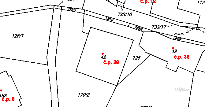 Rviště 28, Orlické Podhůří na parcele st. 42 v KÚ Rviště, Katastrální mapa
