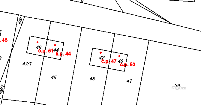 Vintířov 47, Radonice na parcele st. 42 v KÚ Vintířov u Radonic, Katastrální mapa
