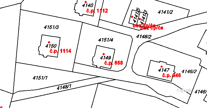 Smržovka 658 na parcele st. 4149 v KÚ Smržovka, Katastrální mapa