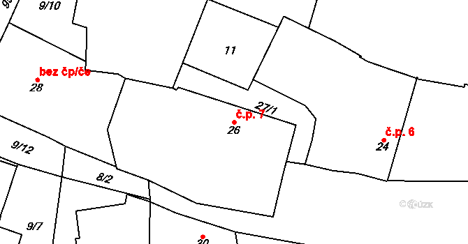 Ohučov 7, Staňkov na parcele st. 26 v KÚ Ohučov, Katastrální mapa