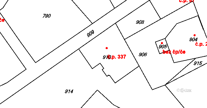Rumburk 2-Horní Jindřichov 337, Rumburk na parcele st. 910/1 v KÚ Horní Jindřichov, Katastrální mapa