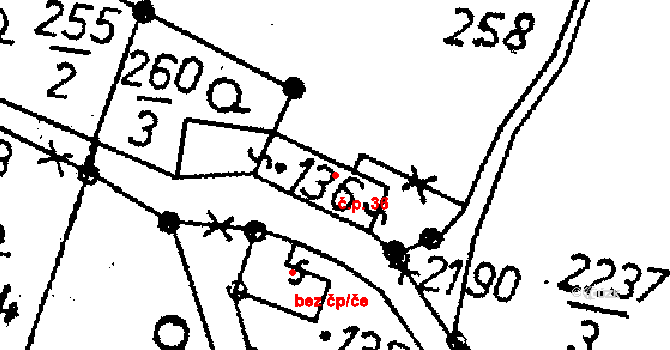 Žibřidice 36, Křižany na parcele st. 136 v KÚ Žibřidice, Katastrální mapa