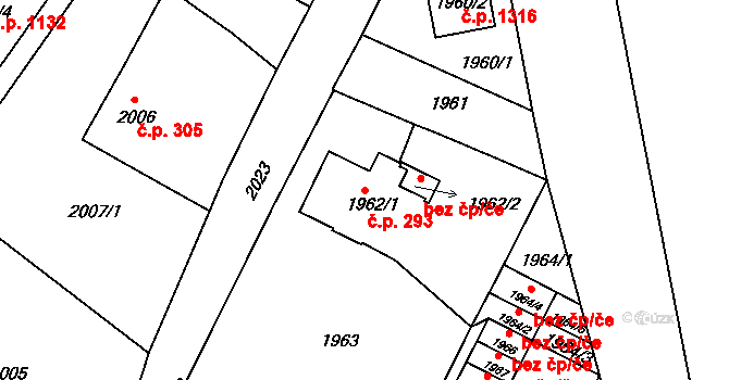 Liberec XIV-Ruprechtice 293, Liberec na parcele st. 1962/1 v KÚ Ruprechtice, Katastrální mapa