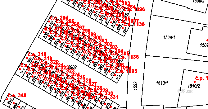 Kuřim 304 na parcele st. 3791 v KÚ Kuřim, Katastrální mapa