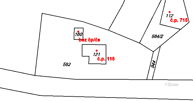 Smolná 115, Rotava na parcele st. 121 v KÚ Smolná, Katastrální mapa