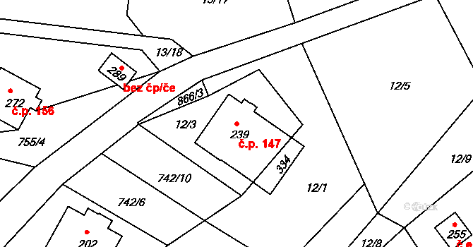 Volanov 147, Trutnov na parcele st. 239 v KÚ Volanov, Katastrální mapa