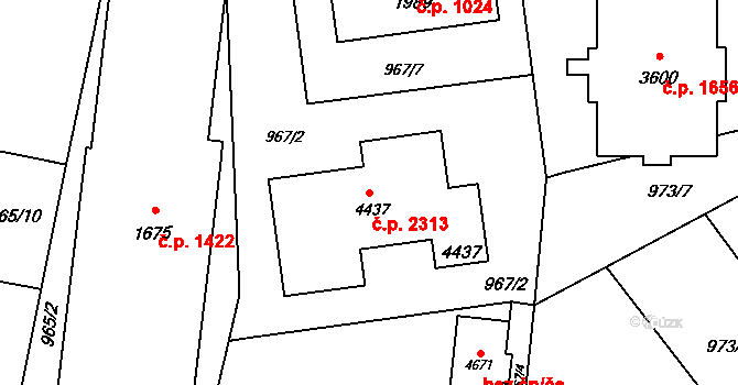 Rožnov pod Radhoštěm 2313 na parcele st. 4437 v KÚ Rožnov pod Radhoštěm, Katastrální mapa