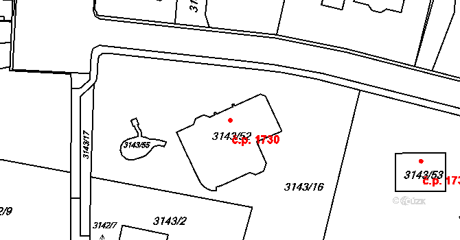 Kadaň 1730 na parcele st. 3143/52 v KÚ Kadaň, Katastrální mapa