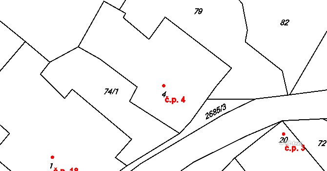 Černičí 4, Čechtice na parcele st. 4 v KÚ Černičí, Katastrální mapa