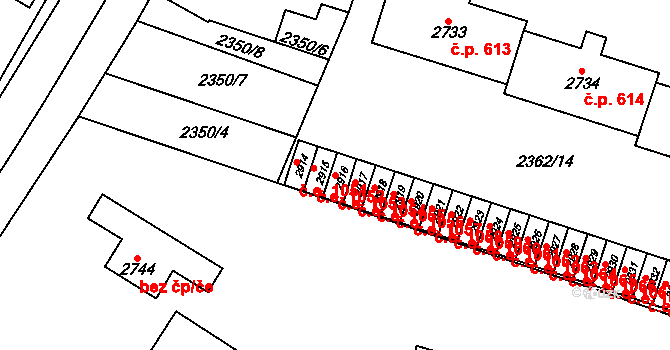 Kyjov 1053 na parcele st. 2916 v KÚ Kyjov, Katastrální mapa