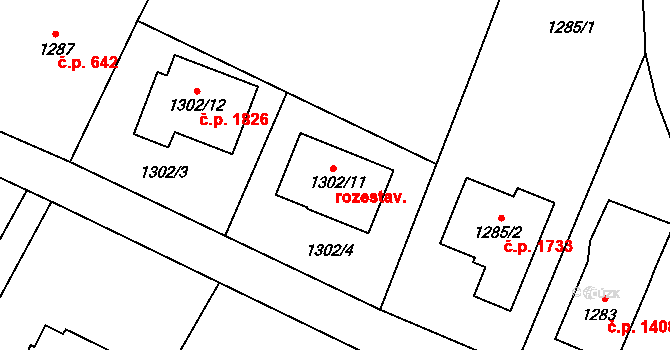 Rychvald 1852 na parcele st. 1302/11 v KÚ Rychvald, Katastrální mapa