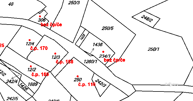 Nečtiny 39623505 na parcele st. 234/1 v KÚ Nečtiny, Katastrální mapa