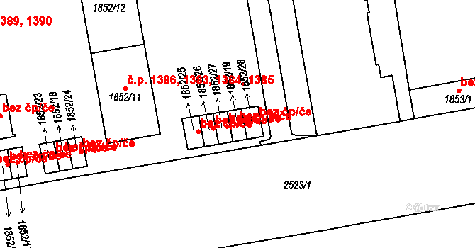 Praha 41543505 na parcele st. 1852/19 v KÚ Vršovice, Katastrální mapa