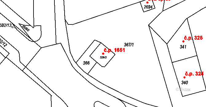 Lipník nad Bečvou I-Město 1651, Lipník nad Bečvou na parcele st. 339/3 v KÚ Lipník nad Bečvou, Katastrální mapa