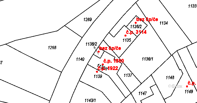 Chomutov 43001505 na parcele st. 1138/2 v KÚ Chomutov II, Katastrální mapa