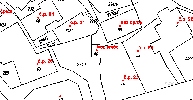 Bobrůvka 43435505 na parcele st. 46 v KÚ Bobrůvka, Katastrální mapa