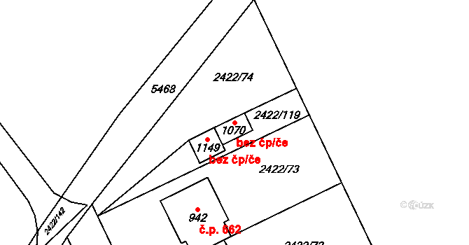 Polešovice 47248505 na parcele st. 1070 v KÚ Polešovice, Katastrální mapa