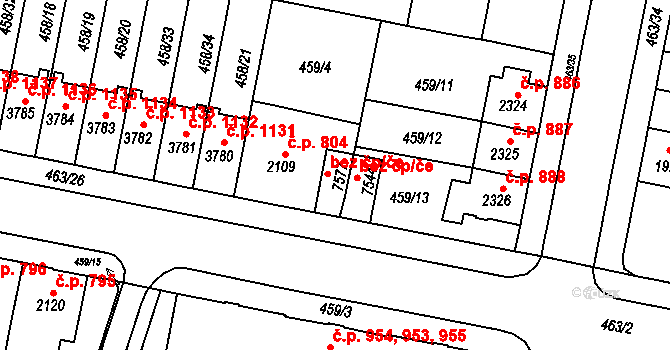 Třebíč 49007505 na parcele st. 7577 v KÚ Třebíč, Katastrální mapa