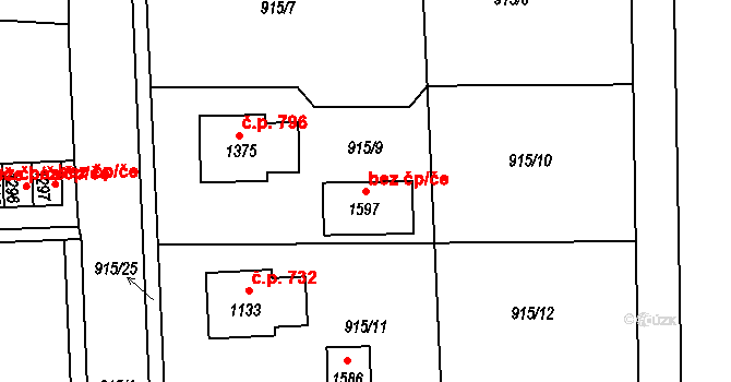 Svitavy 50366505 na parcele st. 1597 v KÚ Čtyřicet Lánů, Katastrální mapa
