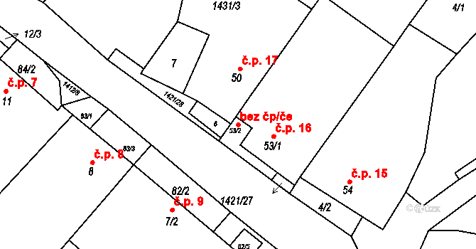 Zbraslav 50372505 na parcele st. 53/2 v KÚ Zbraslav na Moravě, Katastrální mapa