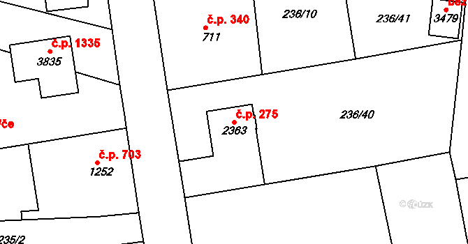 Sušice II 275, Sušice na parcele st. 2363 v KÚ Sušice nad Otavou, Katastrální mapa